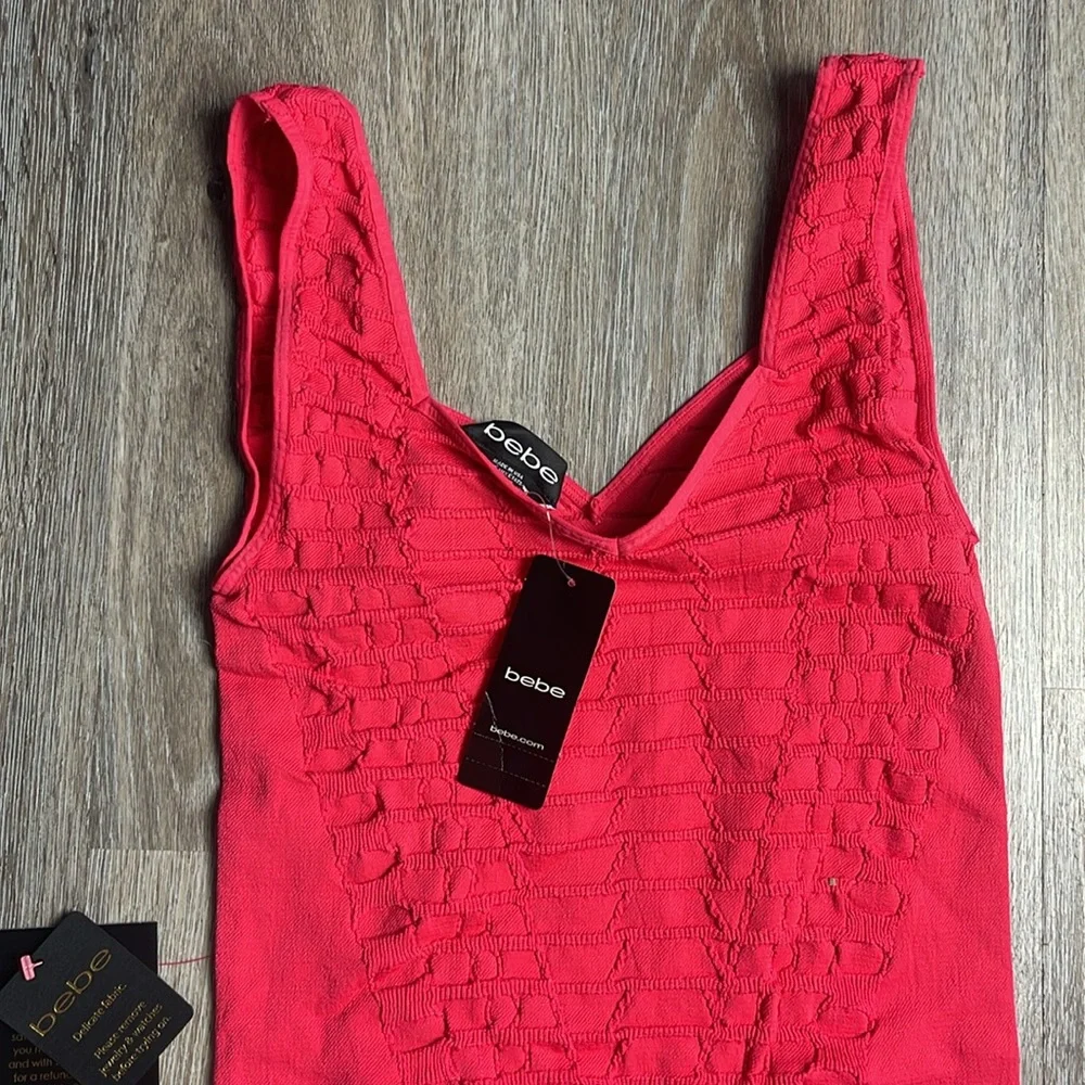 Bebe Body-con Sweetheart Neck Textured Dress Size M/L - Picture 9 of 16